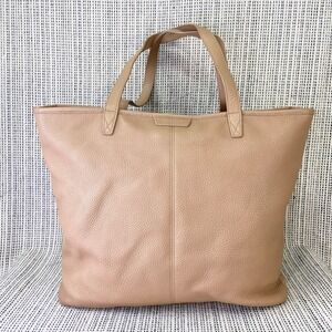 Leatherology Tote Bag Tan Pebbled Leather Shopper Travel Work Minimalist Capsule